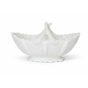 VTG Milk Glass Swan Double Dish Candy Bowl Divided Handle Centerpiece Decor